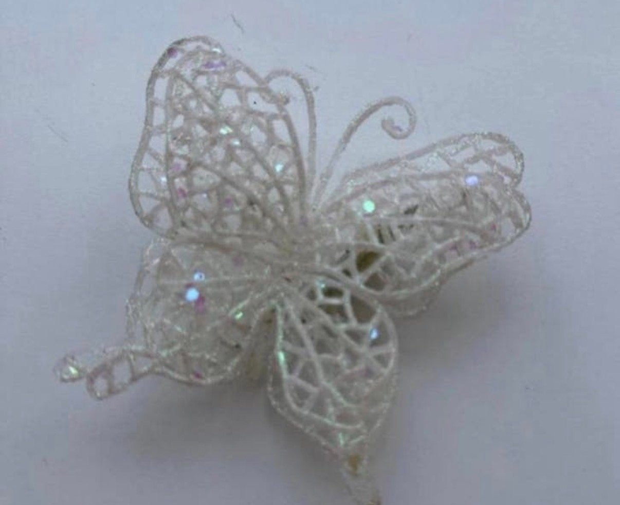 Witte vlinder haarclip met glitters, Ophalen of Verzenden, Nieuw, Haarspeld