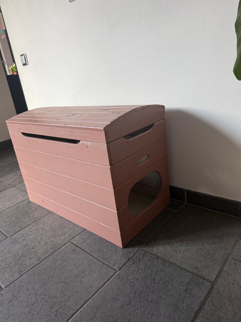 Roze kattenbak ombouw / opbergkist / werpkist, Dieren en Toebehoren, Katten-accessoires, Ophalen, Zo goed als nieuw