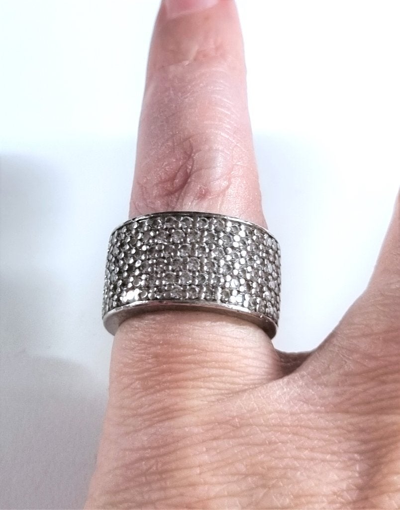Maat 16 - TI SENTO zilveren (925) BREDE ring veel ZIRKONIA'S, Ophalen, Dame, Zilver, Kleiner dan 17