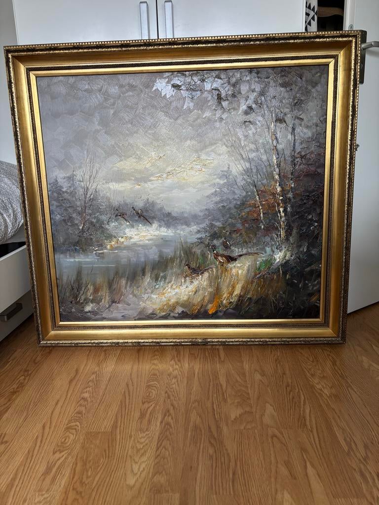 Schilderij J. Bevort 120x110 cm met echtheidscertificaat, Antiek en Kunst, Ophalen