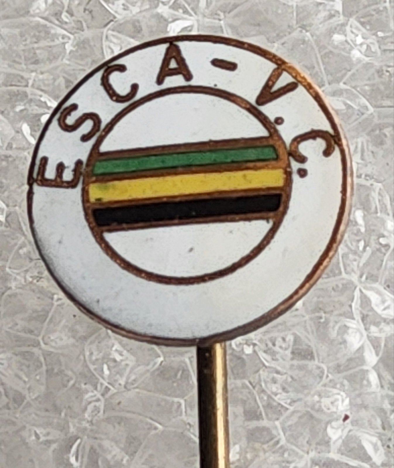 Emaille Speldje Enka Sport Club Arnhem - Vitesse Combinatie, Ophalen of Verzenden, Gebruikt, Sport, Speldje of Pin