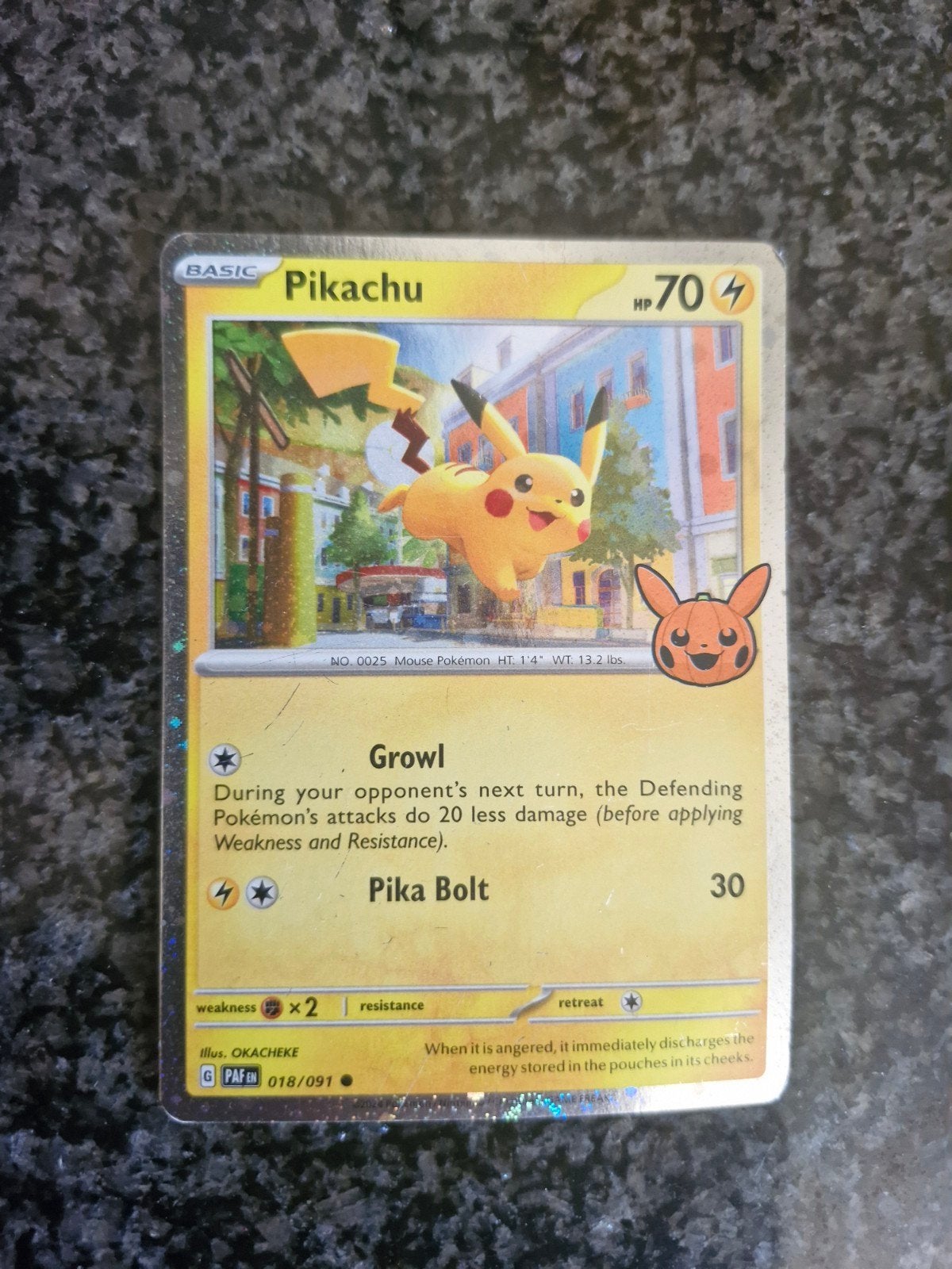 Pikachu Pokémon Kaart - Halloween Special 018/091, Ophalen of Verzenden, Gebruikt, Losse kaart, Foil