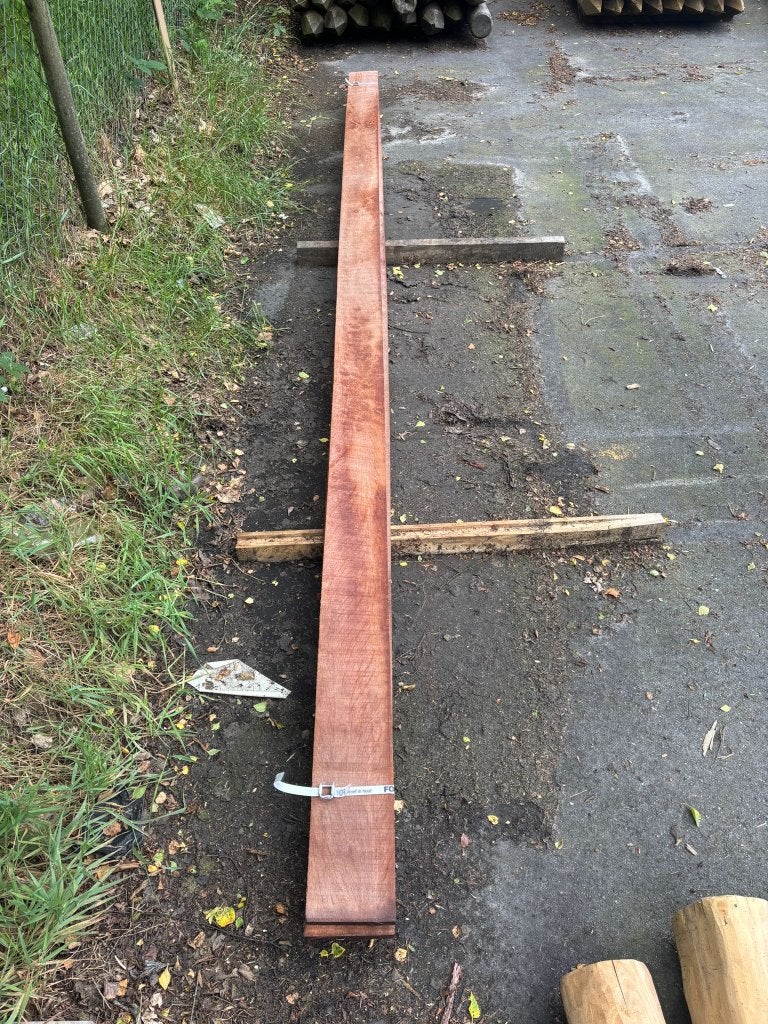 Hardhout, ruw 20x150mm 400cm nr. 748, Ophalen, Planken, Zo goed als nieuw, Hardhout