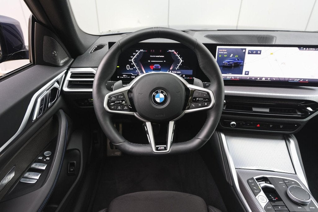 BMW 4 Serie Gran Coupé 430i xDrive High Executive M Sport A, Auto's, BMW, Gebruikt, Zwart, Blauw, Leder en Stof