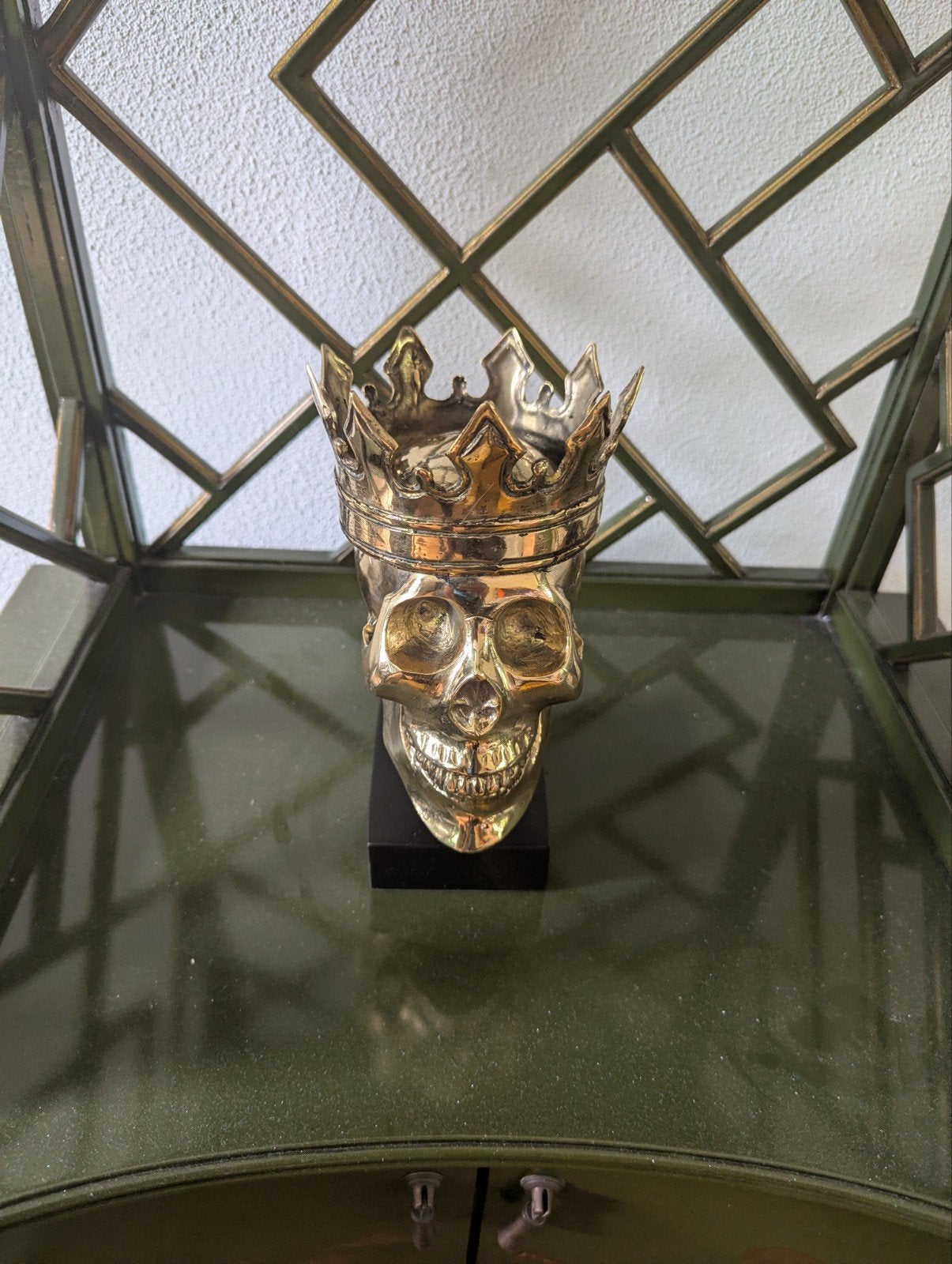 Gouden schedel met kroon - decoratief beeldje, Ophalen of Verzenden, Zo goed als nieuw, Goud, Metaal