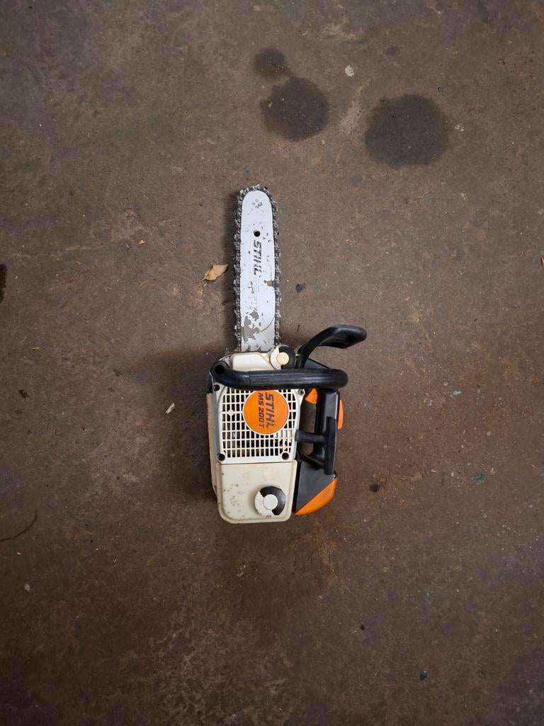 Stihl ms 200t tophandle motorzaag, Ophalen, Gebruikt