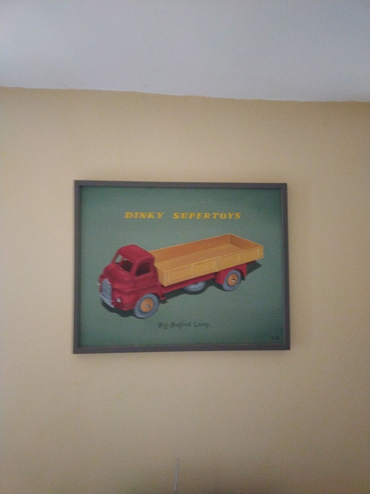 Schilderij Dinky Supertoys Big Bedford Lorry op linnen, Ophalen of Verzenden, Textiel, Op houten frame, Voertuigen
