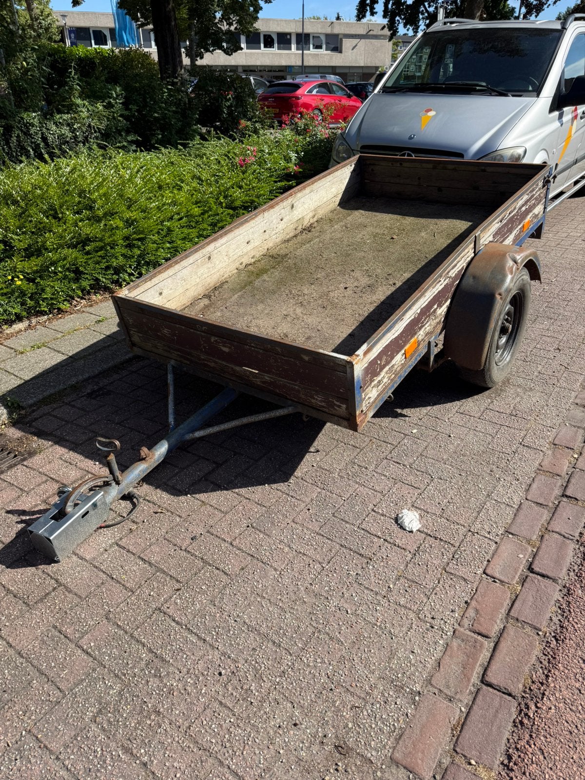 aanhanger 216x125 cm – open enkelasser, Auto diversen, Aanhangers en Bagagewagens, Ophalen, Gebruikt