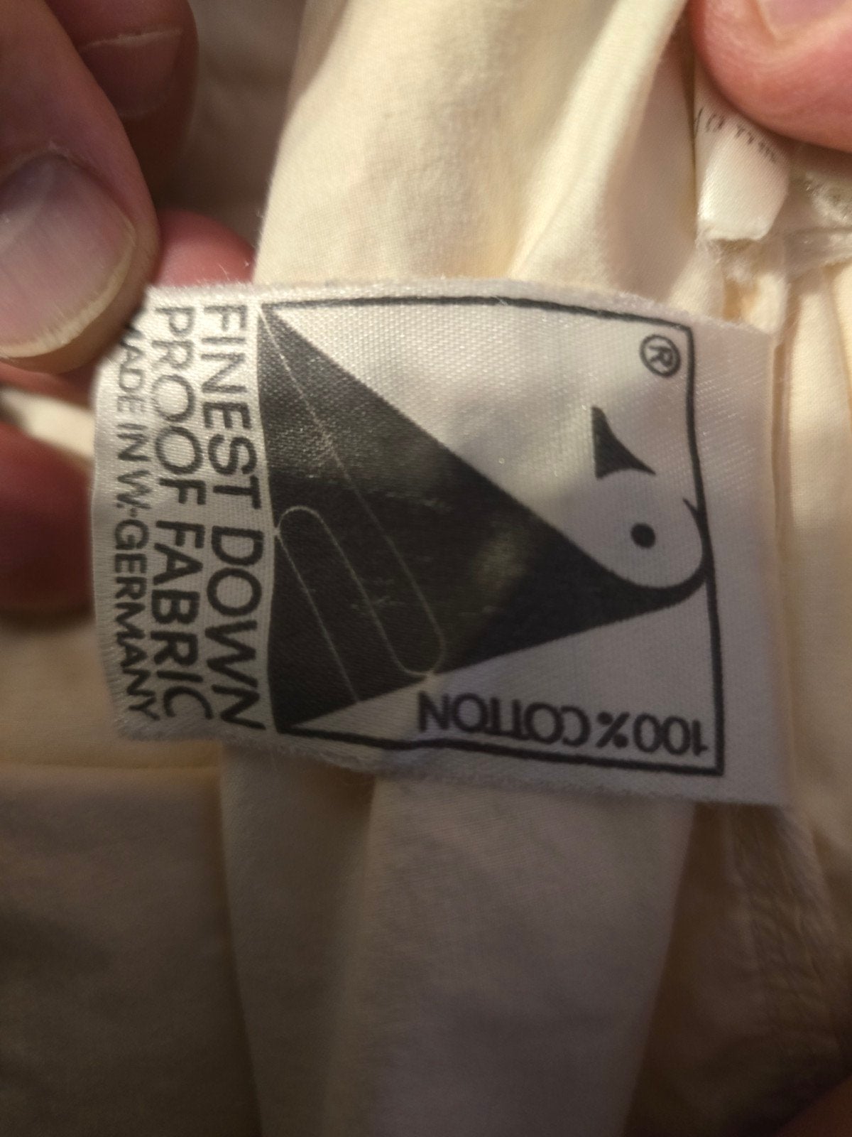Eenpersoons dekbed van 100% mako-katoen met ganzendons, Huis en Inrichting, Gebruikt, Eenpersoons, Beige, Dons en Veren
