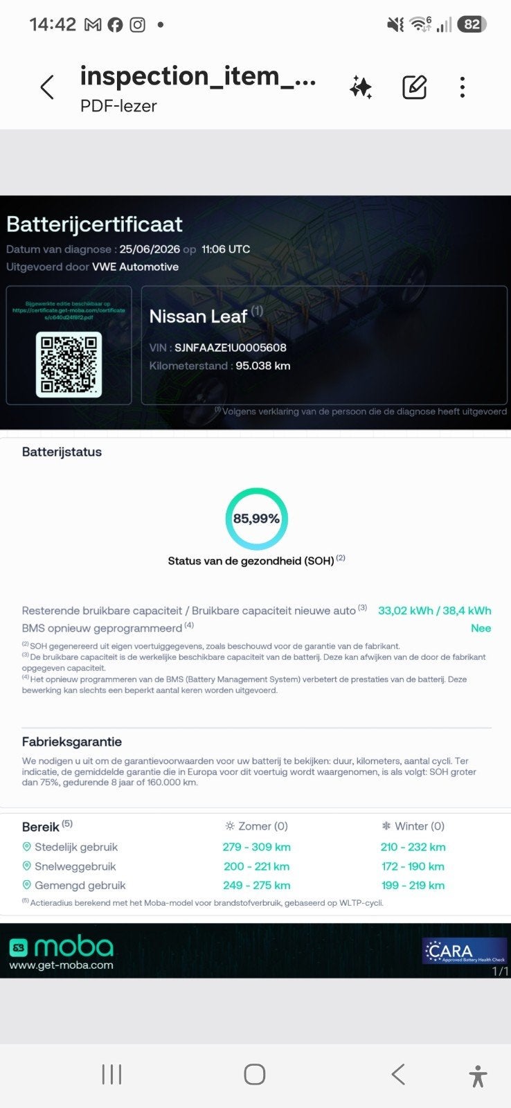 Nissan Leaf Electric 40kWh 2018 Zwart, Auto's, Nissan, Stof, Zwart, Zwart, Origineel Nederlands