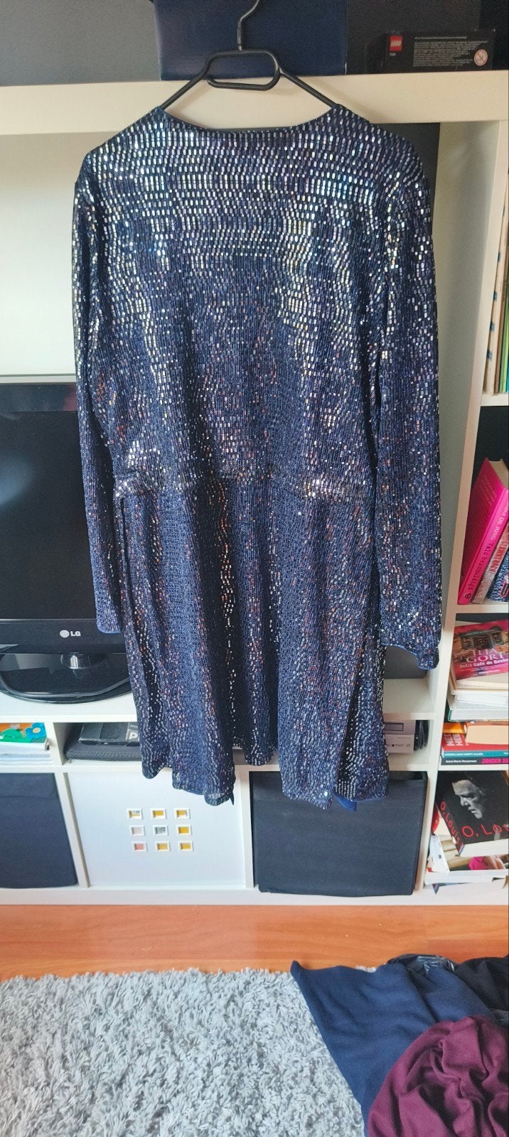 MS Mode Galajurk met pailletten en vest - Maat L, Kleding | Dames, Blauw, Maat 42/44 (L), Ophalen of Verzenden, Zo goed als nieuw