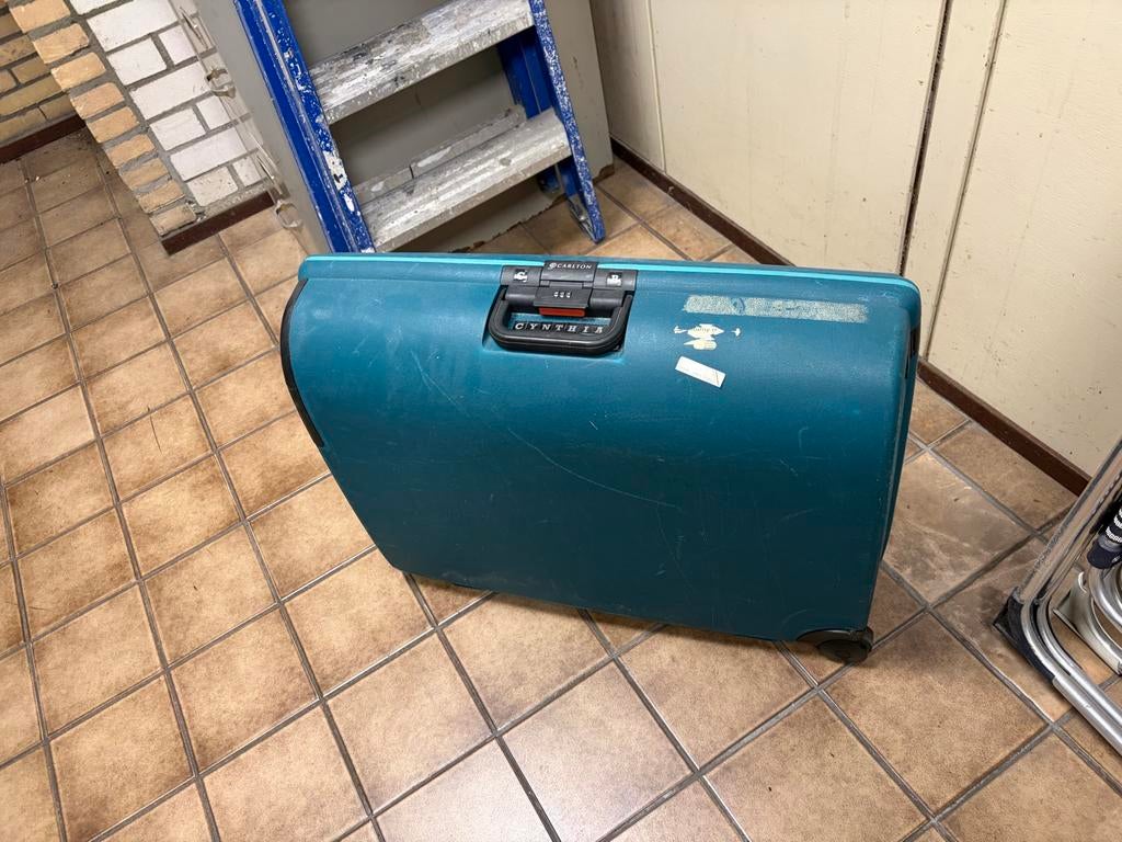 Vintage Carlton Koffer met Wieltjes - Turquoise, Sieraden, Tassen en Uiterlijk, Koffers, 50 tot 60 cm, Hard kunststof, Slot, Ophalen of Verzenden