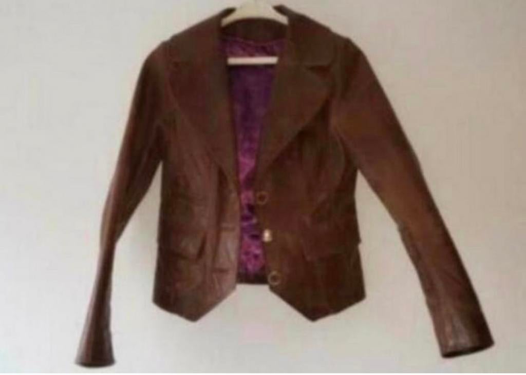 Mooi leren jasje/colbertje het merk Wonder Me! Lichtbruin, Kleding | Dames, Ophalen of Verzenden, Zo goed als nieuw, Maat 36 (S)