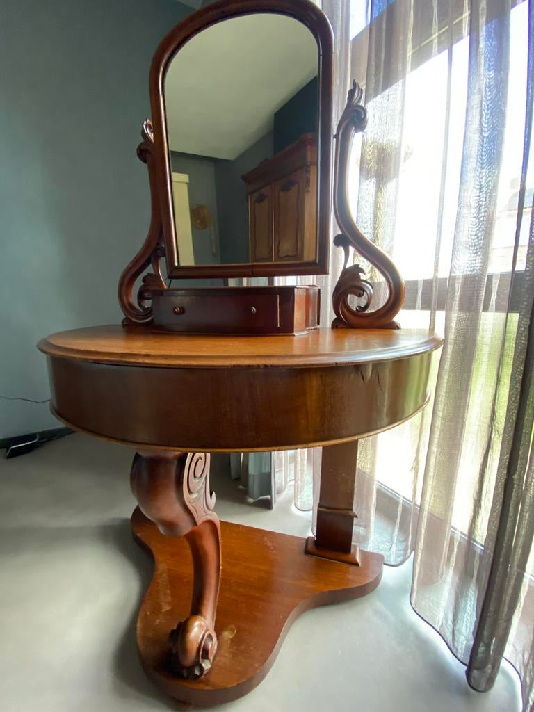 Antieke Mahoniehouten Kaptafel, Huis en Inrichting, Tafels | Kaptafels, Gebruikt, Hout, Ophalen