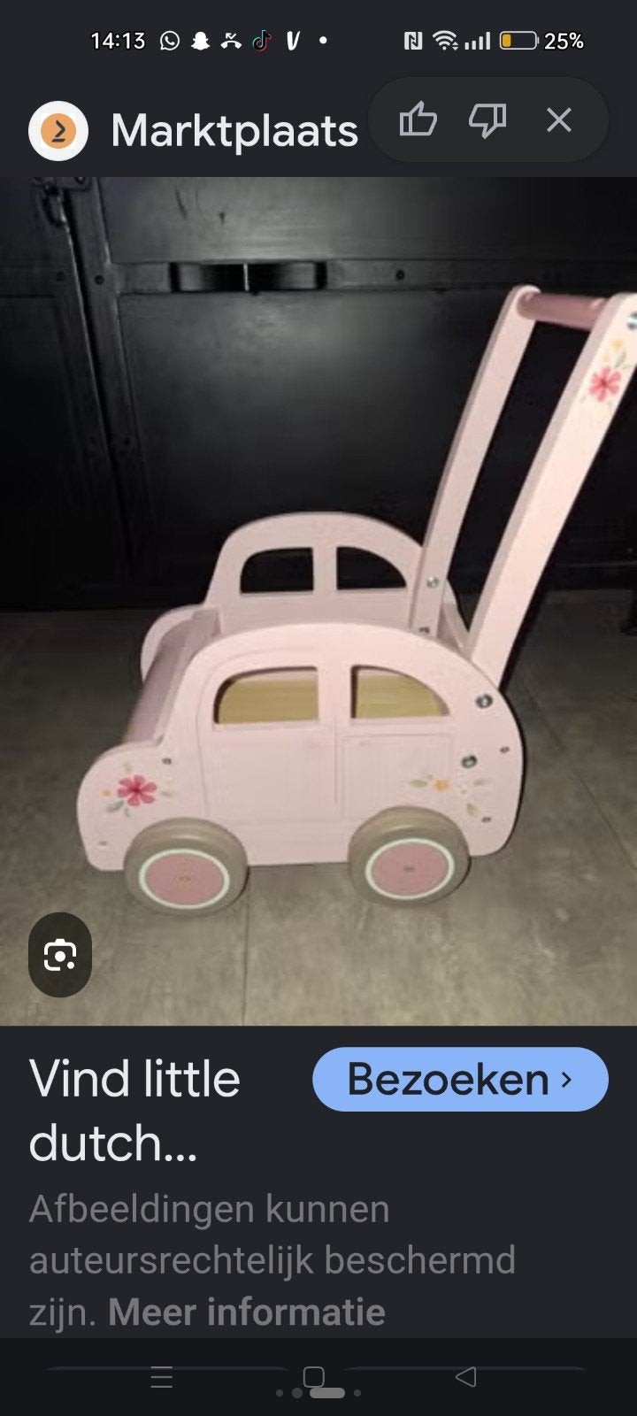 Little Dutch Roze Houten Loopauto, Ophalen of Verzenden, Zo goed als nieuw, Loopvoertuig
