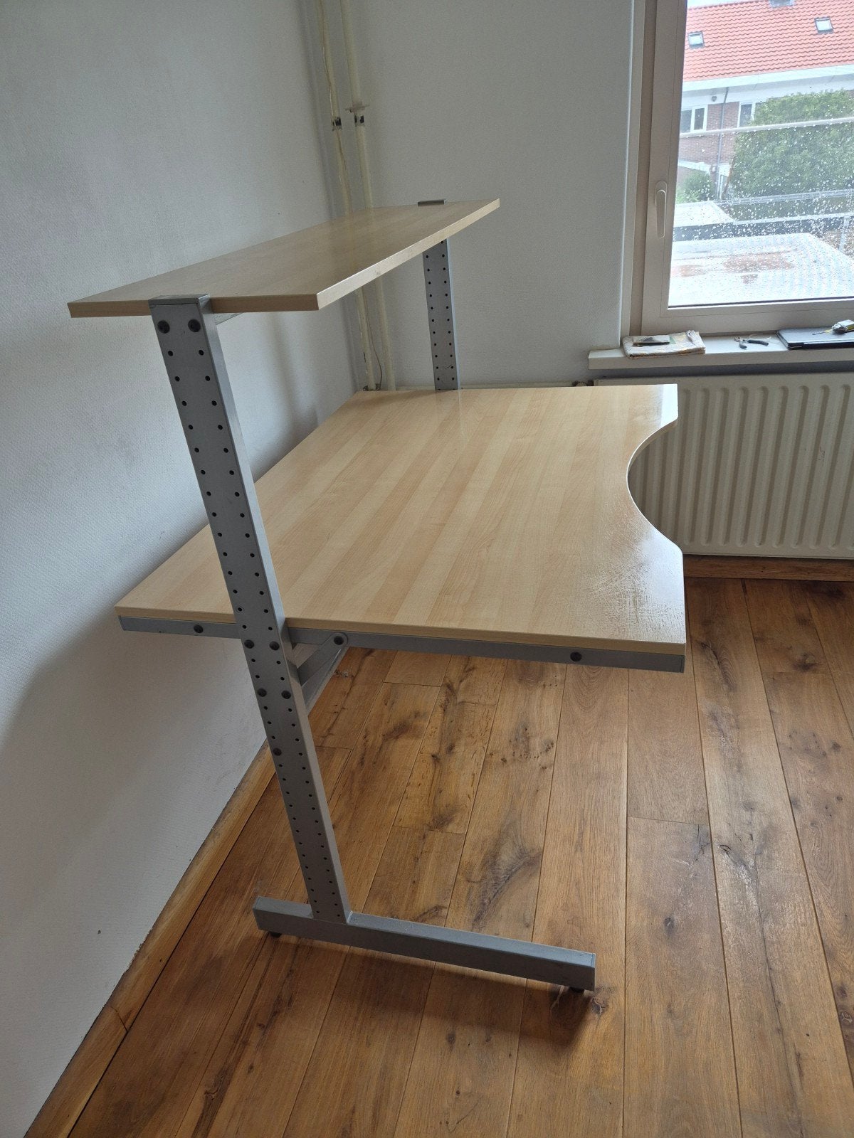 IKEA Bureau met opzetstuk - 120x90 cm - Licht houtkleur, Huis en Inrichting, Ophalen, Opzetstuk, Gebruikt, Hout