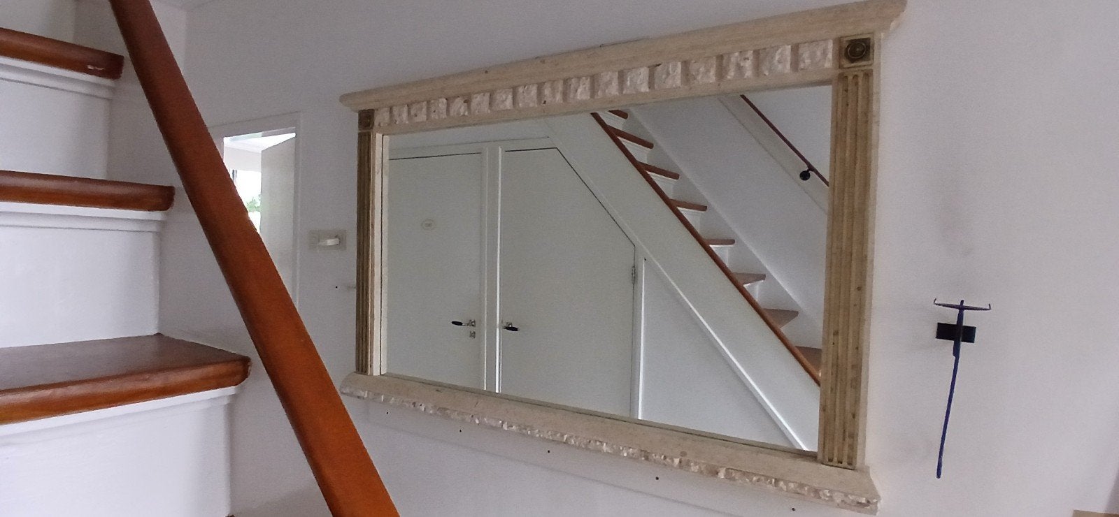 Grote spiegel met marmer/stenen omlijsting, Huis en Inrichting, Ophalen, 100 tot 150 cm, 125 cm of meer, Zo goed als nieuw