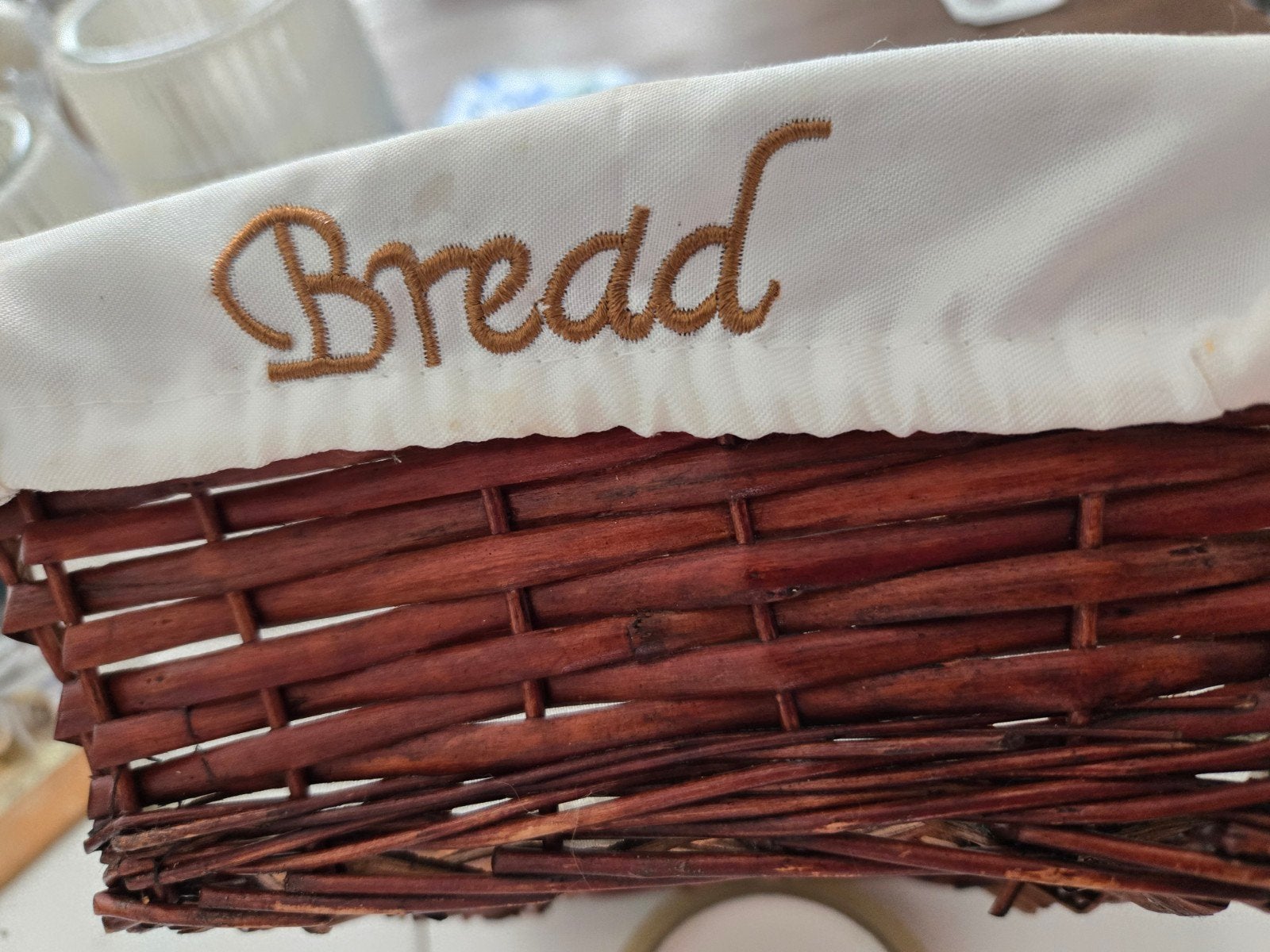 Gevlochten broodmand met stoffen binnenkant, Ophalen, Natuurlijk materiaal, Bruin, Overige typen