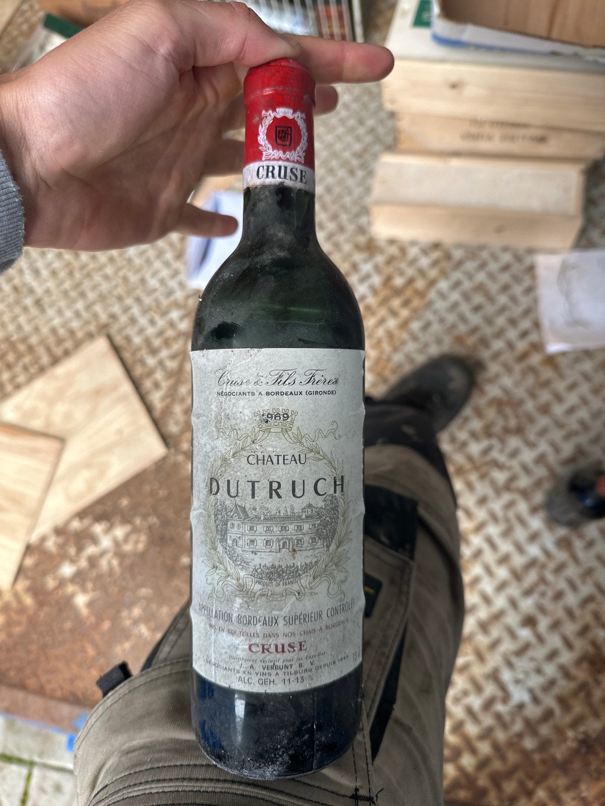 Château Dutruch Cruse Bordeaux Supérieur 1969, Verzamelen, Ophalen, Gebruikt, Frankrijk, Rode wijn