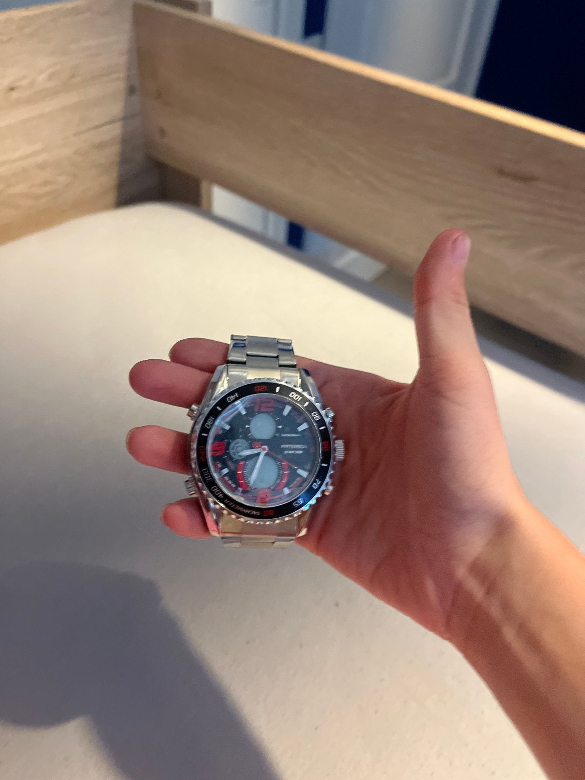 Paterson horloge - batterij leeg, werkt nog goed, Sieraden, Tassen en Uiterlijk, Horloges | Heren, Gebruikt, Staal, Polshorloge