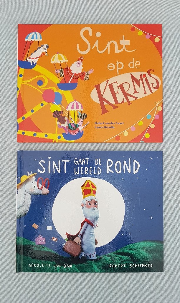 2x Prentenboek: Sint gaat wereld rond / Sint op de kermis, Fictie algemeen, Jongen of Meisje, Nieuw, Ophalen of Verzenden