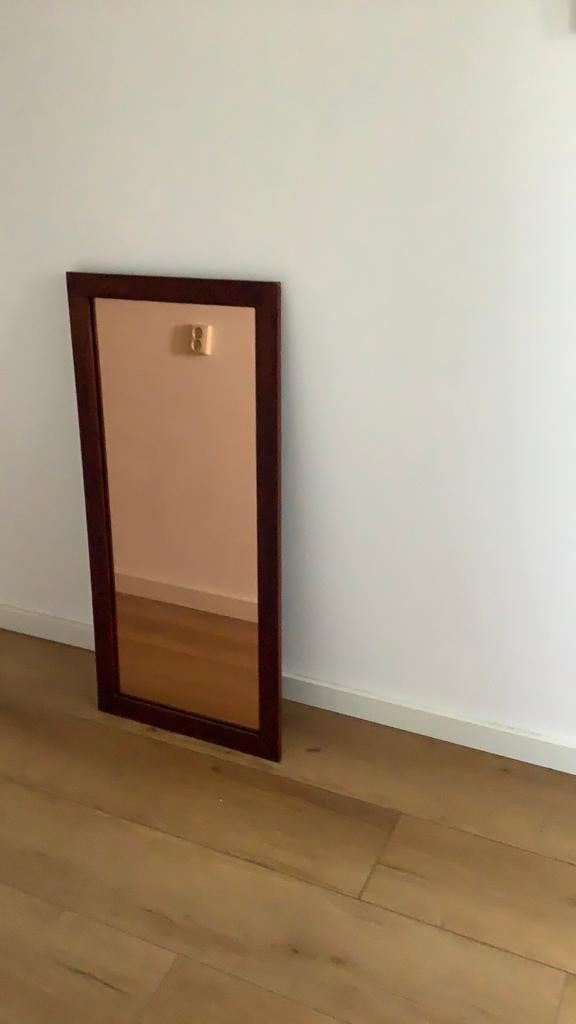 Spiegel in kersenhouten lijst, Ophalen, Gebruikt, 100 tot 150 cm, Rechthoekig