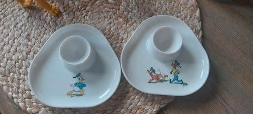 2 vintage melamine eierdopjes Donald Duck   , Pluto/ GOOFY, Verzamelen, Disney, Ophalen of Verzenden, Donald Duck, Gebruikt, Beeldje of Figuurtje