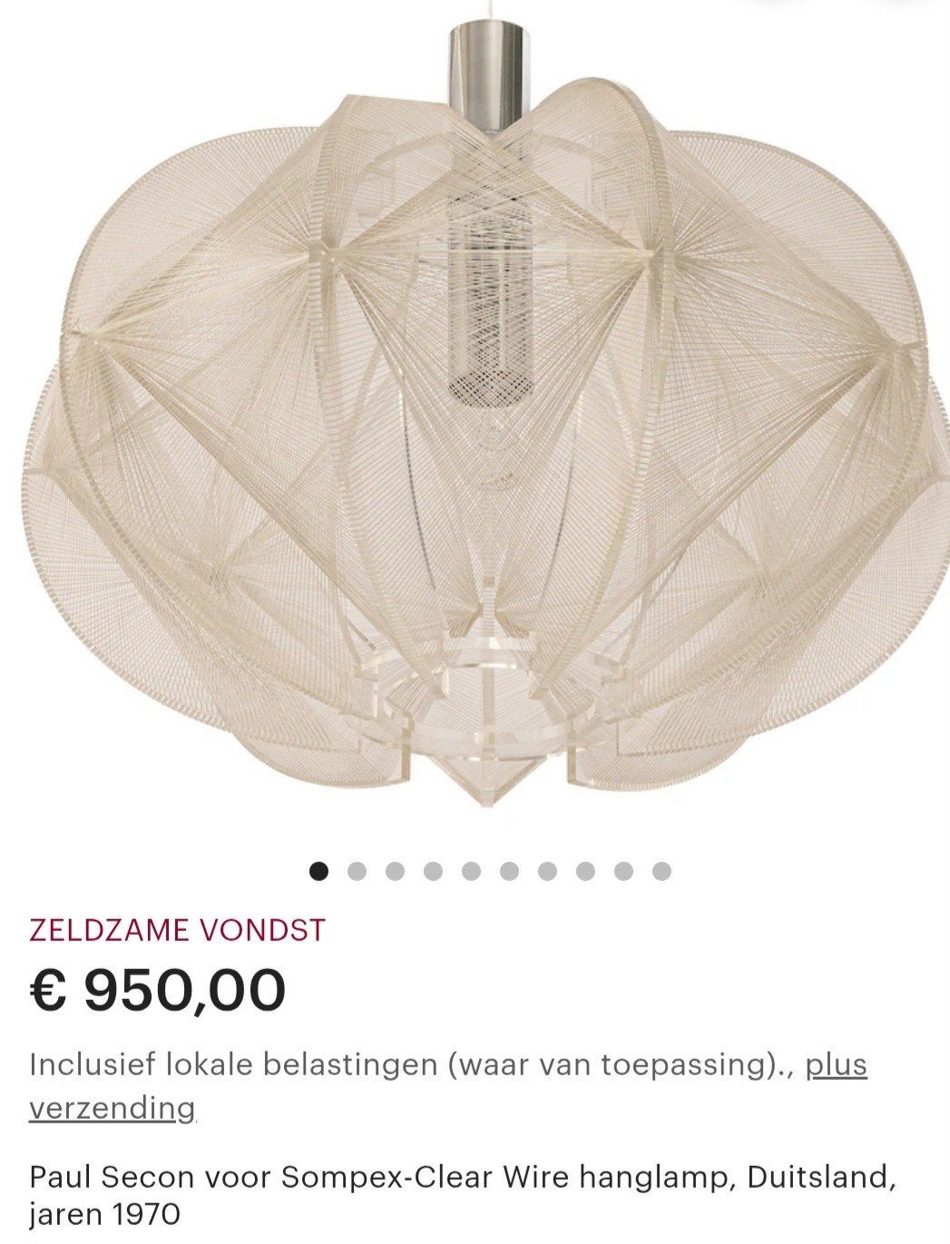 Foto 5 van Zeldzame Paul Secon Sompex-Clear Wire hanglamp, jaren 70