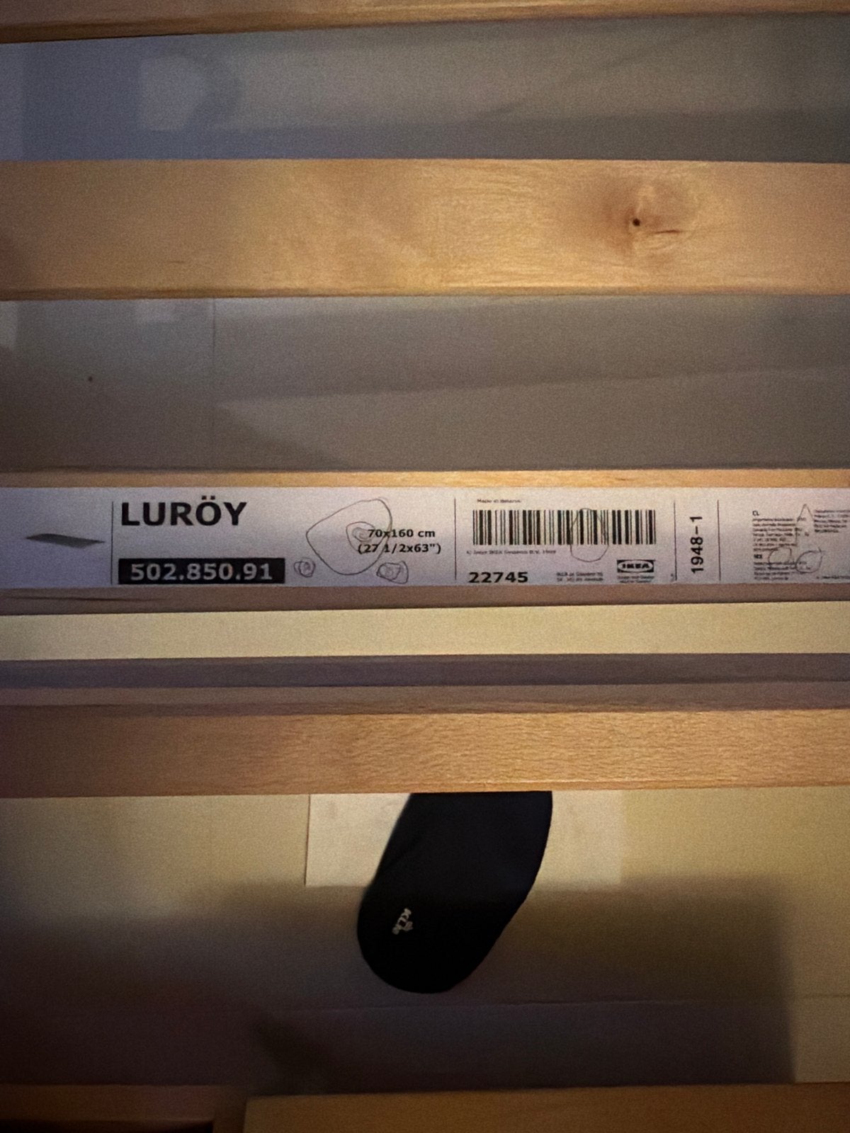 IKEA LURÖY Lattenbodem en bed 70x160 cm, Ophalen, Gebruikt, 190 cm of minder, Hout