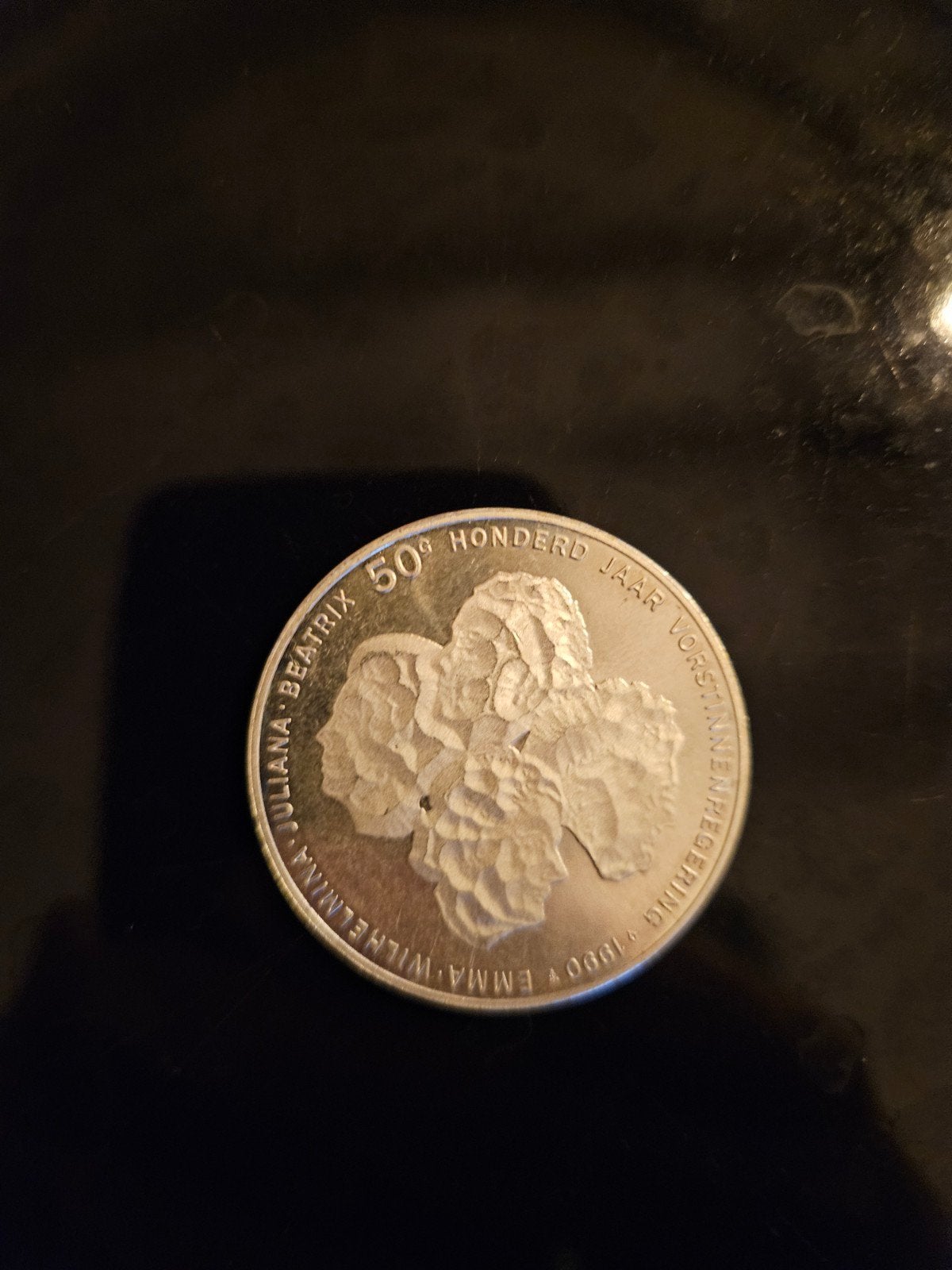 Zilveren 50 gulden munt 1980 - 100 jaar regeringsjubileum, Ophalen, Koningin Beatrix, Zilver, Losse munt