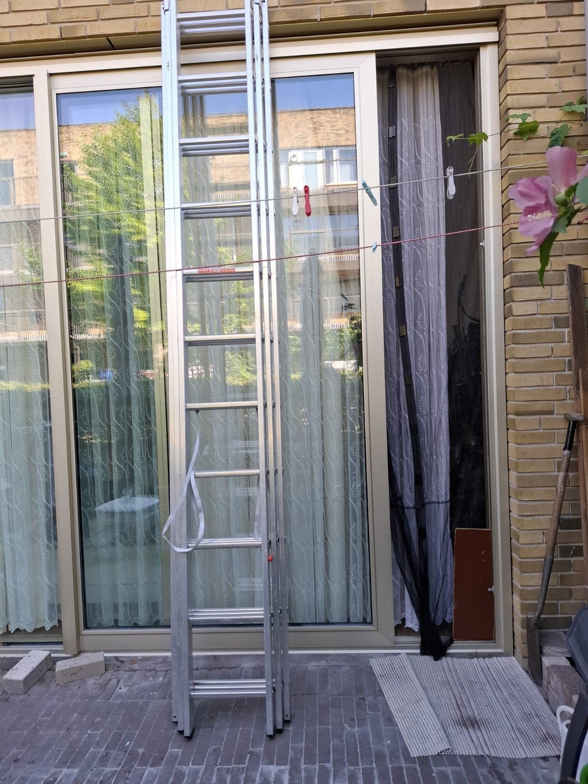 Aluminium uitschuifbare ladder - 3-delig 7.3 meter, Ophalen, Gebruikt, 4 meter of meer