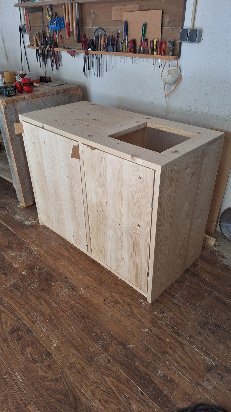Keukenblok van terug gedroogd en geschaafd steigerhout, Huis en Inrichting, Keuken | Keukenelementen, Ophalen, Nieuw, 25 tot 50 cm