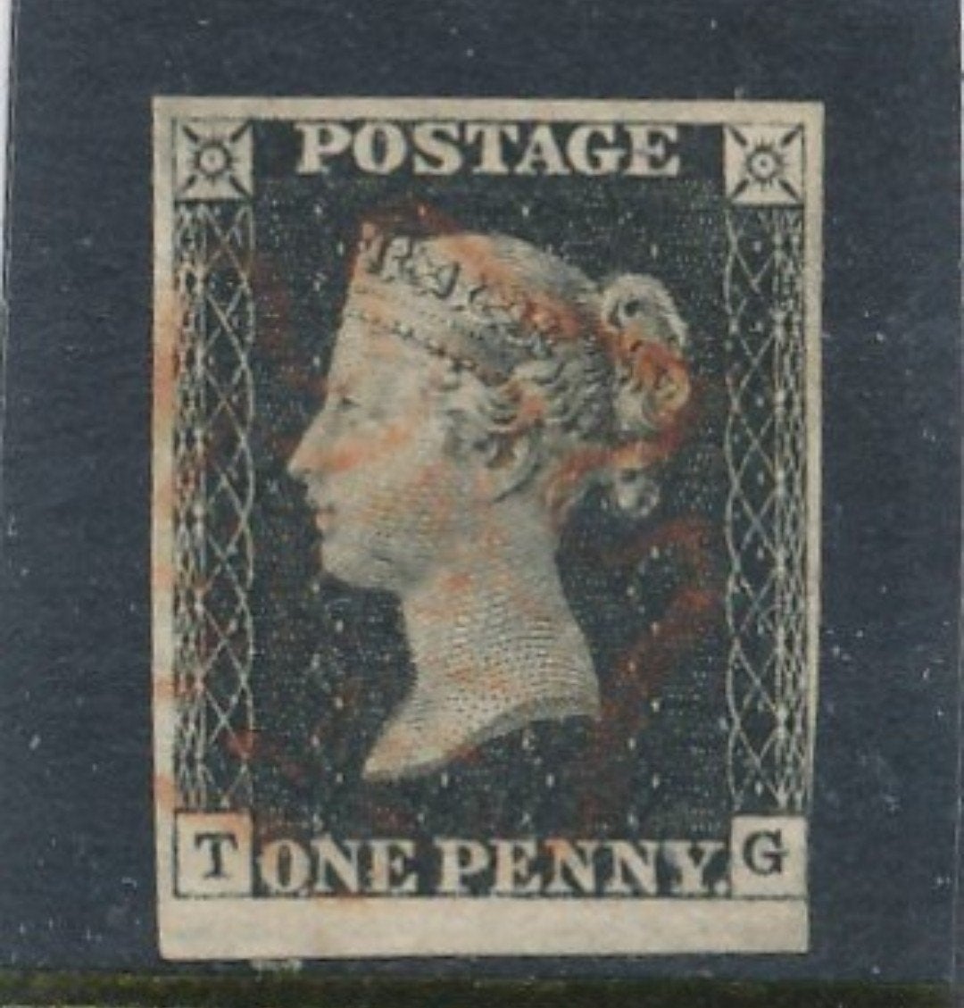 UK Penny Black 1840, Sg 2, Postzegels en Munten, Ophalen of Verzenden
