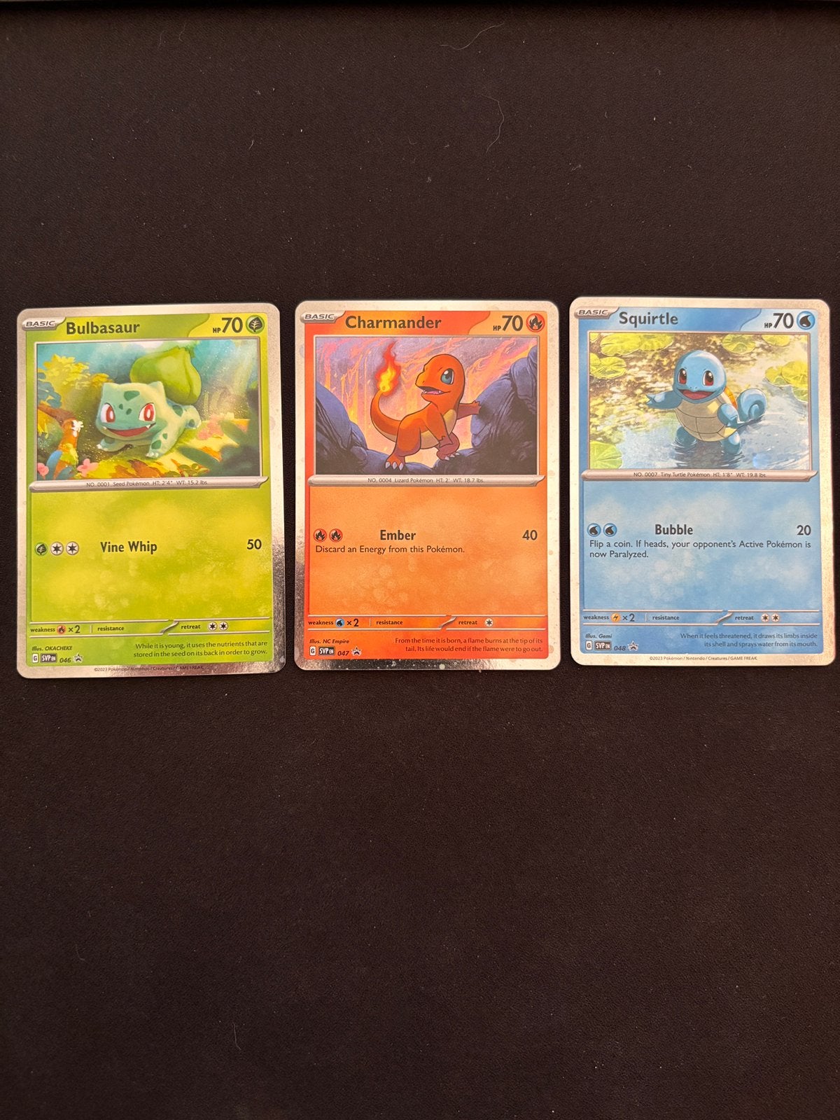 Bulbasaur 046 Charmander 047 Squirtle 048 Promo's, Verzenden, Zo goed als nieuw, Meerdere kaarten
