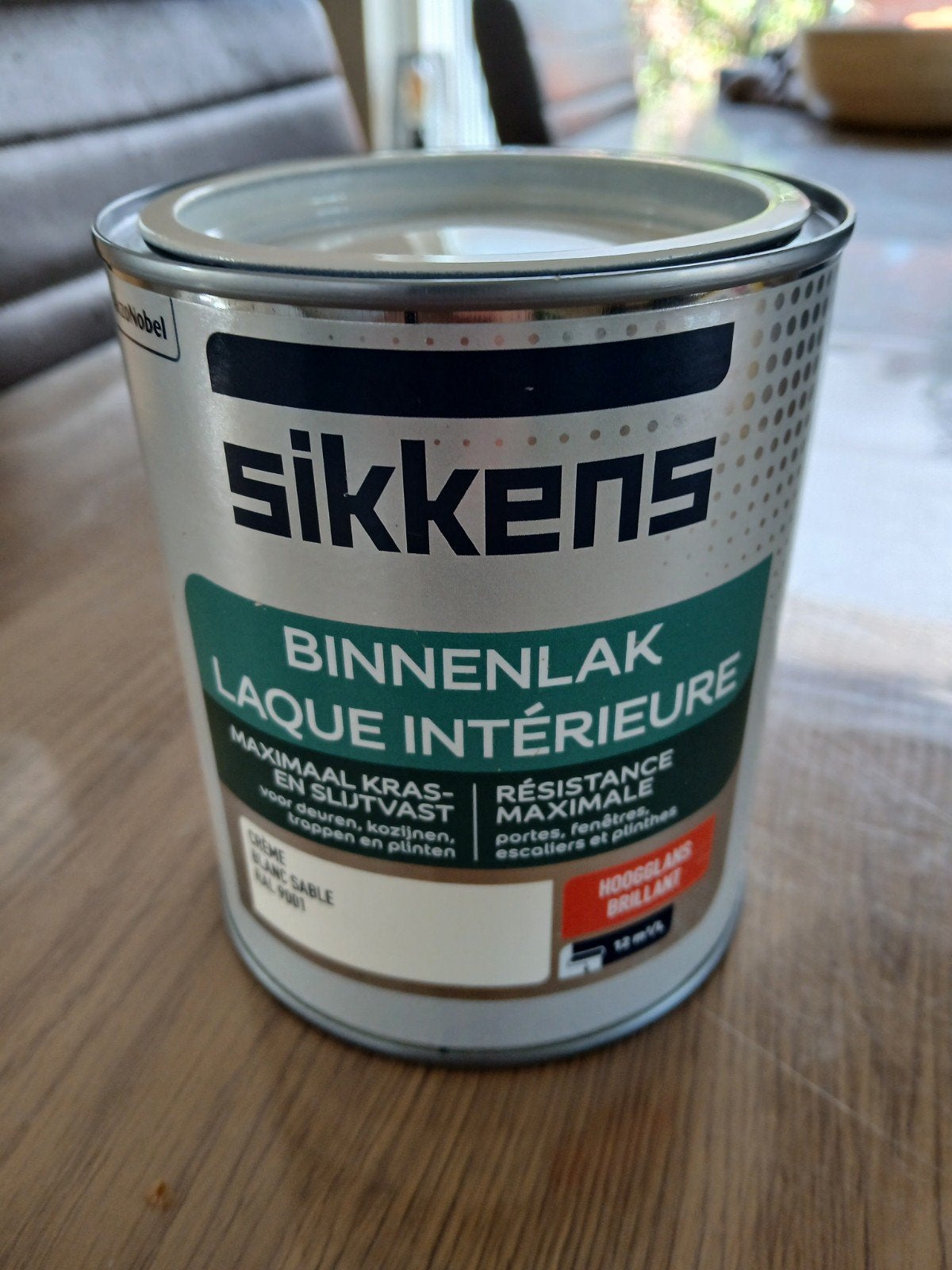 Sikkens Binnenlak Hoogglans RAL 9001 - 1.5L Totaal, Wit, Ophalen of Verzenden, Zo goed als nieuw, Lak