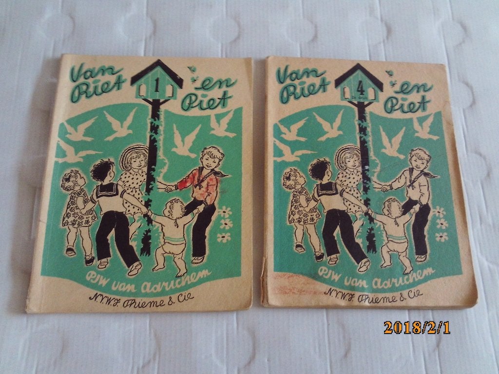 2 boekjes van riet en piet - p.j.w. van adrichem, Ophalen of Verzenden, Gelezen, Overige niveaus, Nederlands