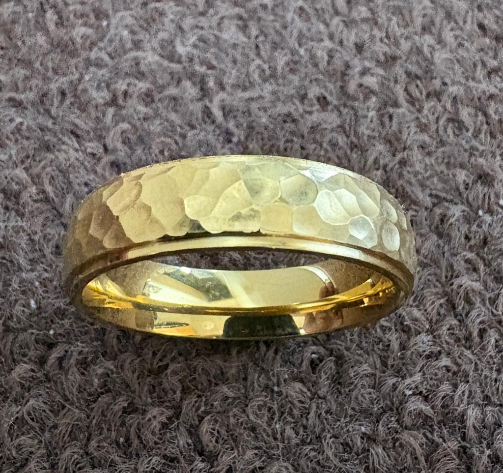 Vergulde ring, bewerkt, XL, Sieraden, Tassen en Uiterlijk, Ringen, Ophalen of Verzenden, Zo goed als nieuw, Goud, Heer