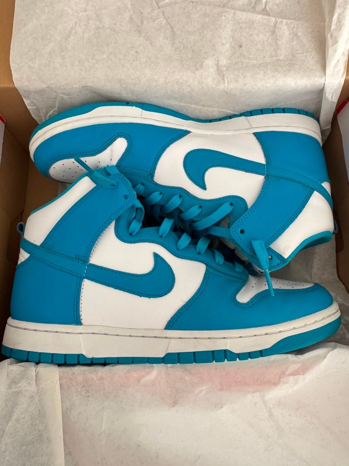 Nike Dunk High Retro Blauw Wit - Maat 44, Kleding | Heren, Schoenen, Ophalen of Verzenden, Zo goed als nieuw, Blauw, Sneakers of Gympen