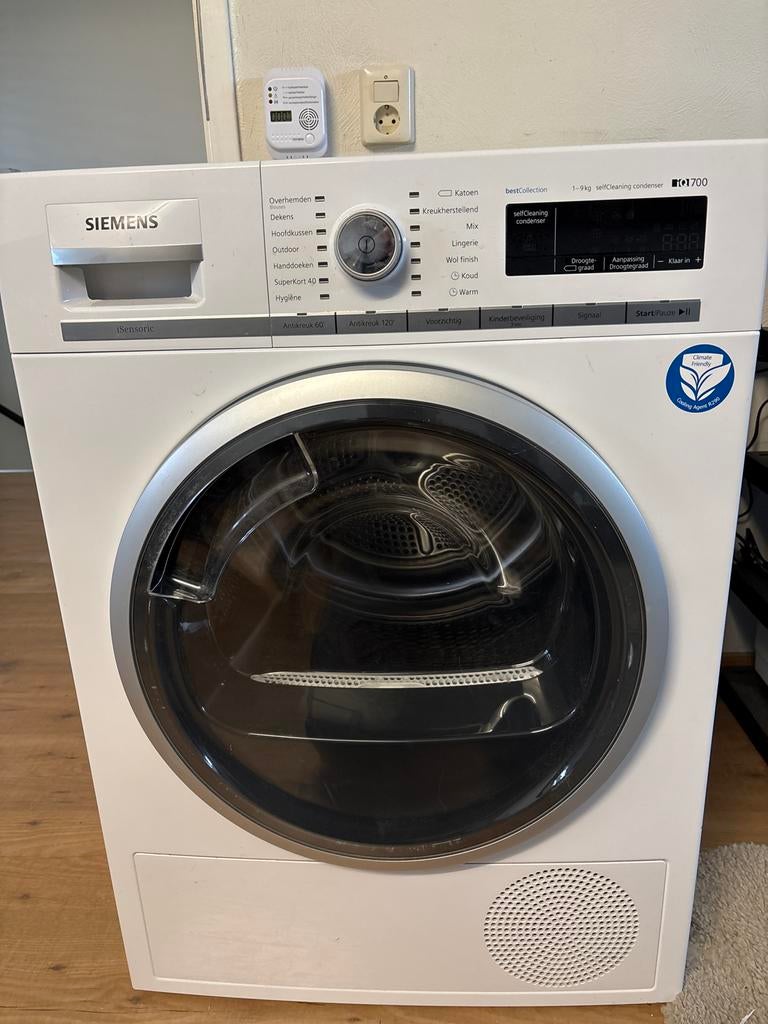 Siemens iQ700 Warmtepompdroger 9kg - Zelfreinigende Condenso, Witgoed en Apparatuur, Ophalen, Gebruikt, 8 tot 10 kg, Voorlader