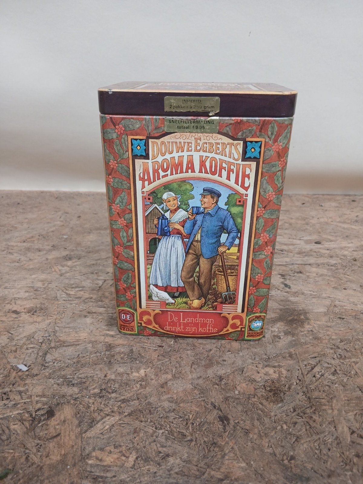 Vintage Douwe Egberts Aroma Koffie Blik - 12x9x18 cm, Ophalen of Verzenden, Gebruikt, Koffie, Douwe Egberts