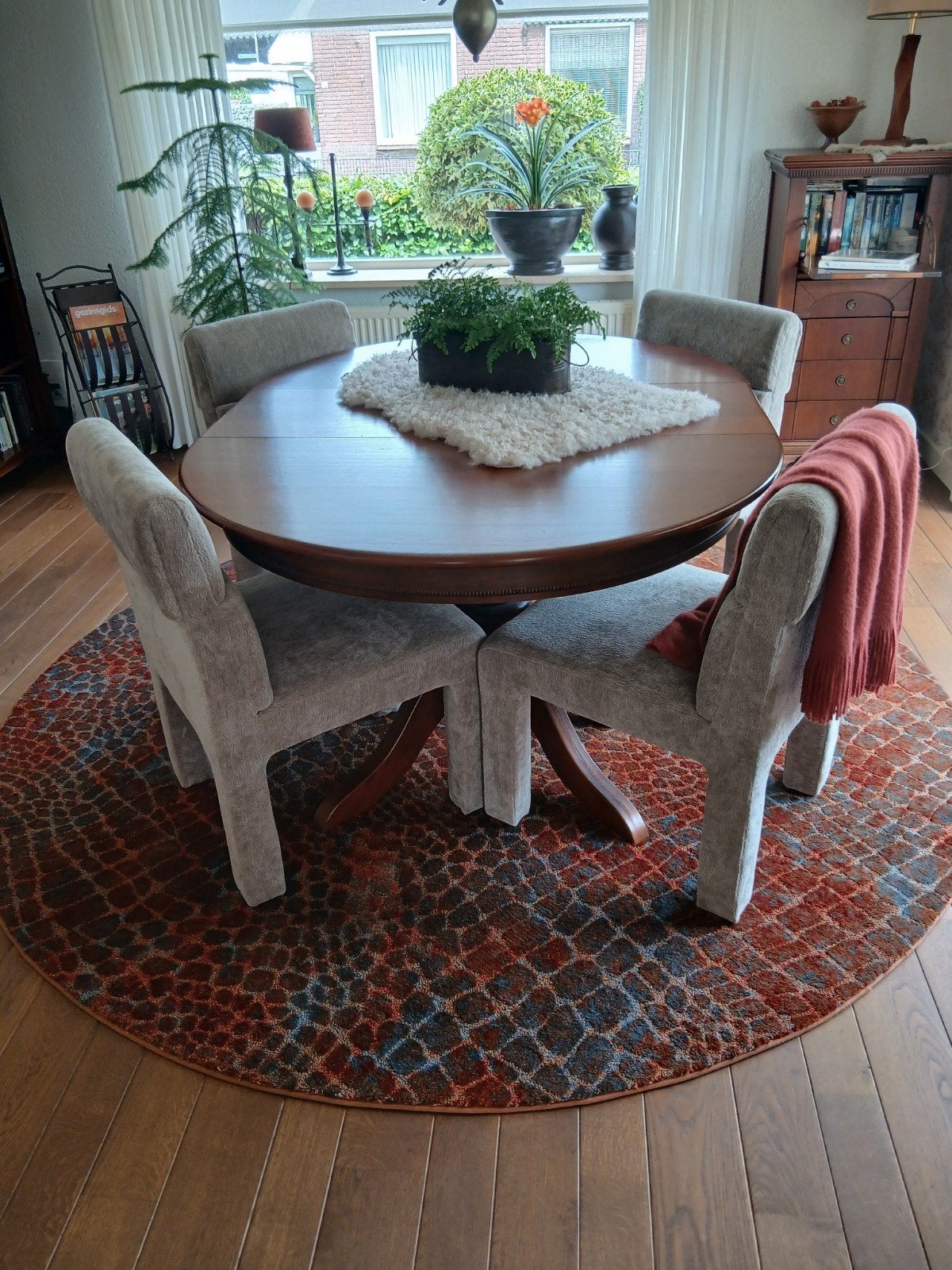 Set van 4 gestoffeerde eetkamerstoelen, grijs, Ophalen, Gebruikt, Vier, Modern