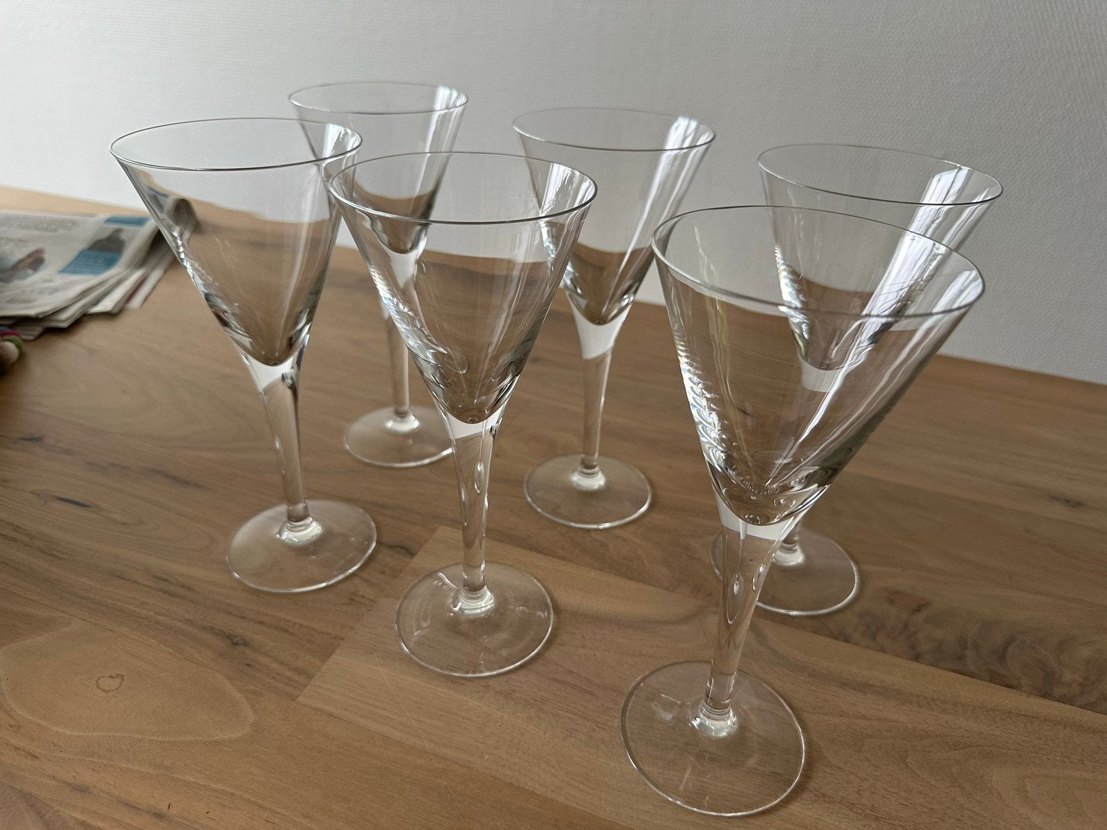 Set van 6 elegante kristallen wijn glazen, Antiek en Kunst, Antiek | Glas en Kristal, Ophalen