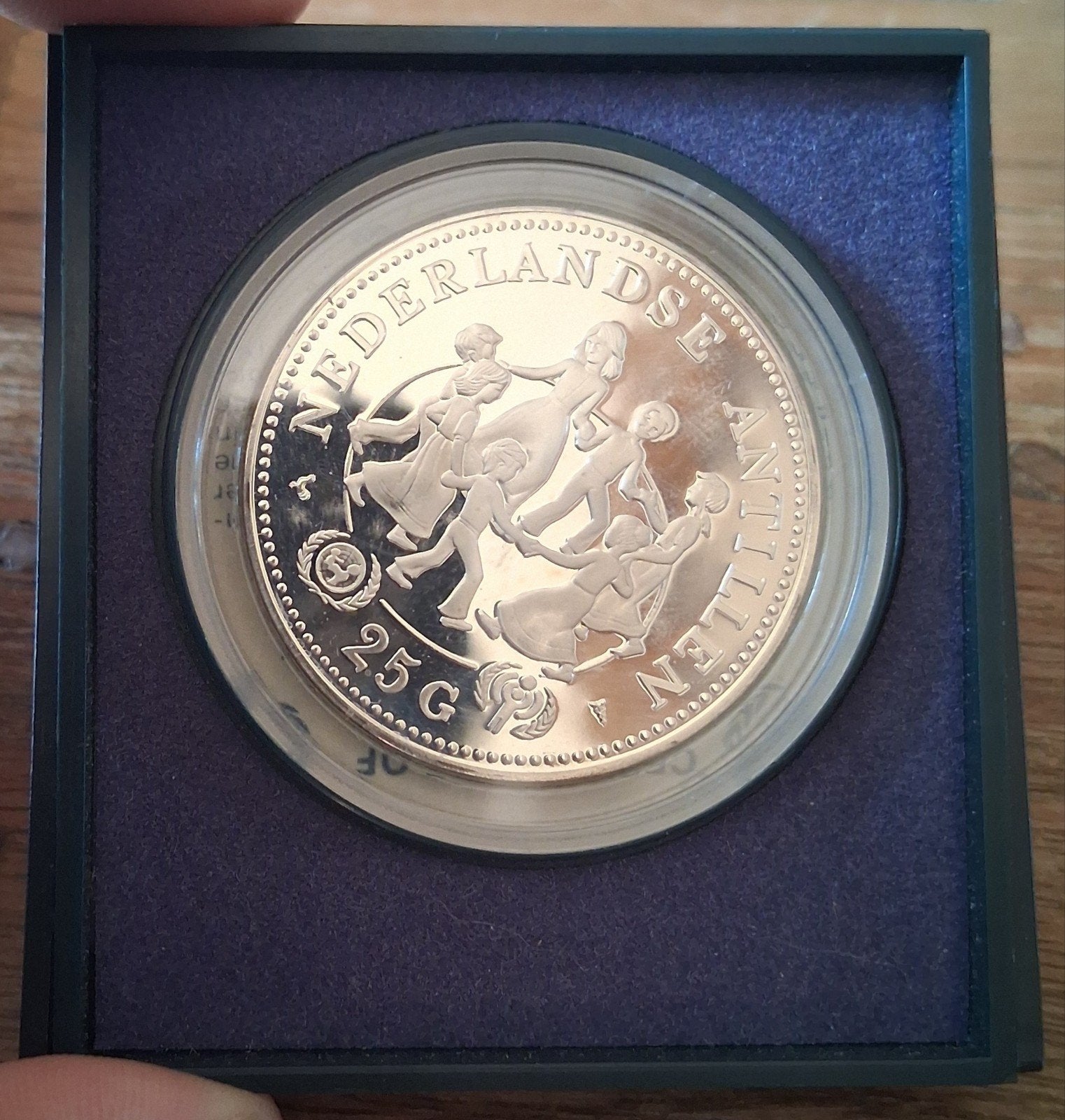Zilveren 25 Gulden Nederlandse Antillen 1979 UNICEF, Koningin Juliana, Zilver, Losse munt, Overige waardes