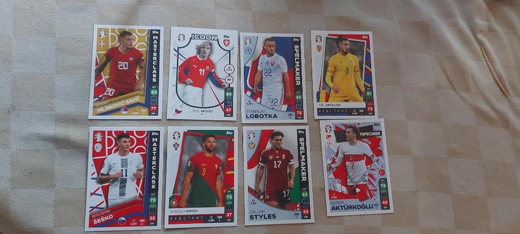 8 voetbal plaatjes EK 2024 oa Sesko Styles Nedved, Ophalen of Verzenden, Nieuw, Meerdere plaatjes