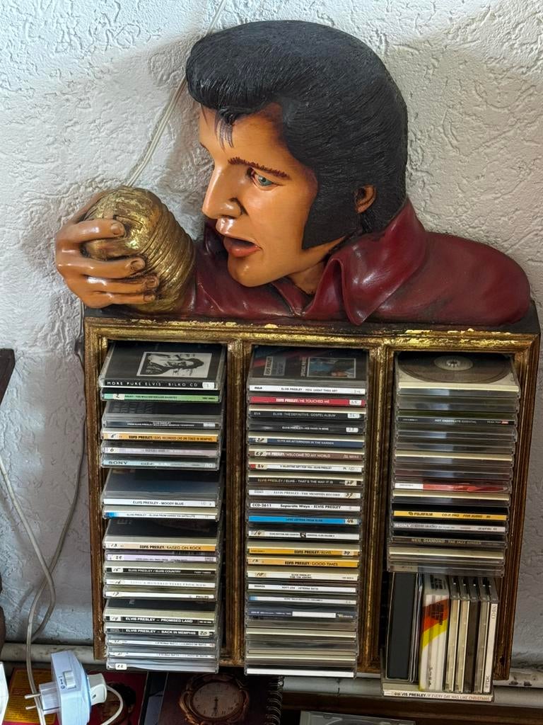 Elvis cd rek incl inhoud, Ophalen, Zo goed als nieuw, Hout, Cd's