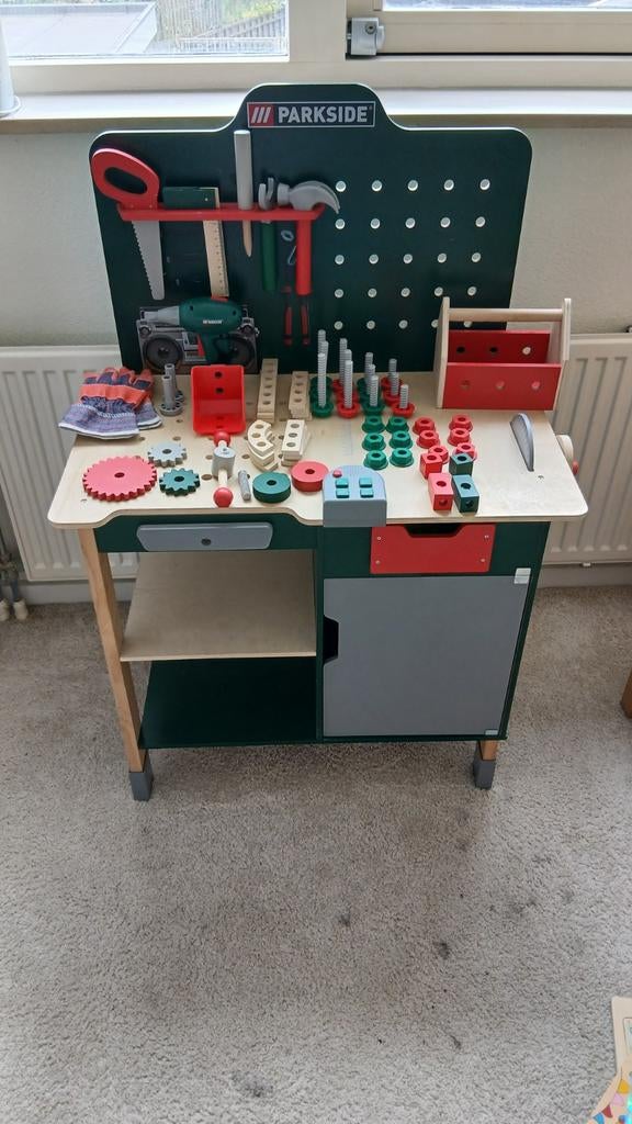 Parkside Kinder Werkbank met Accessoires, Ophalen, Gebruikt, Bouwen, Met geluid