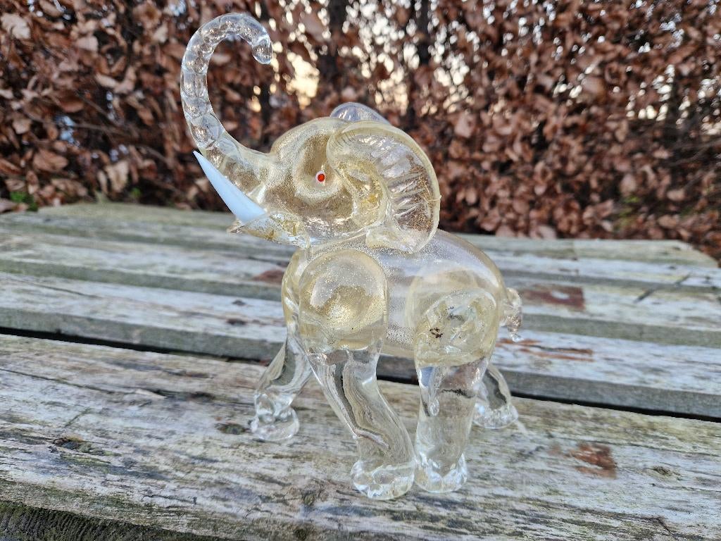Zeer mooie geblazen glaze olifant murano glas, Ophalen of Verzenden