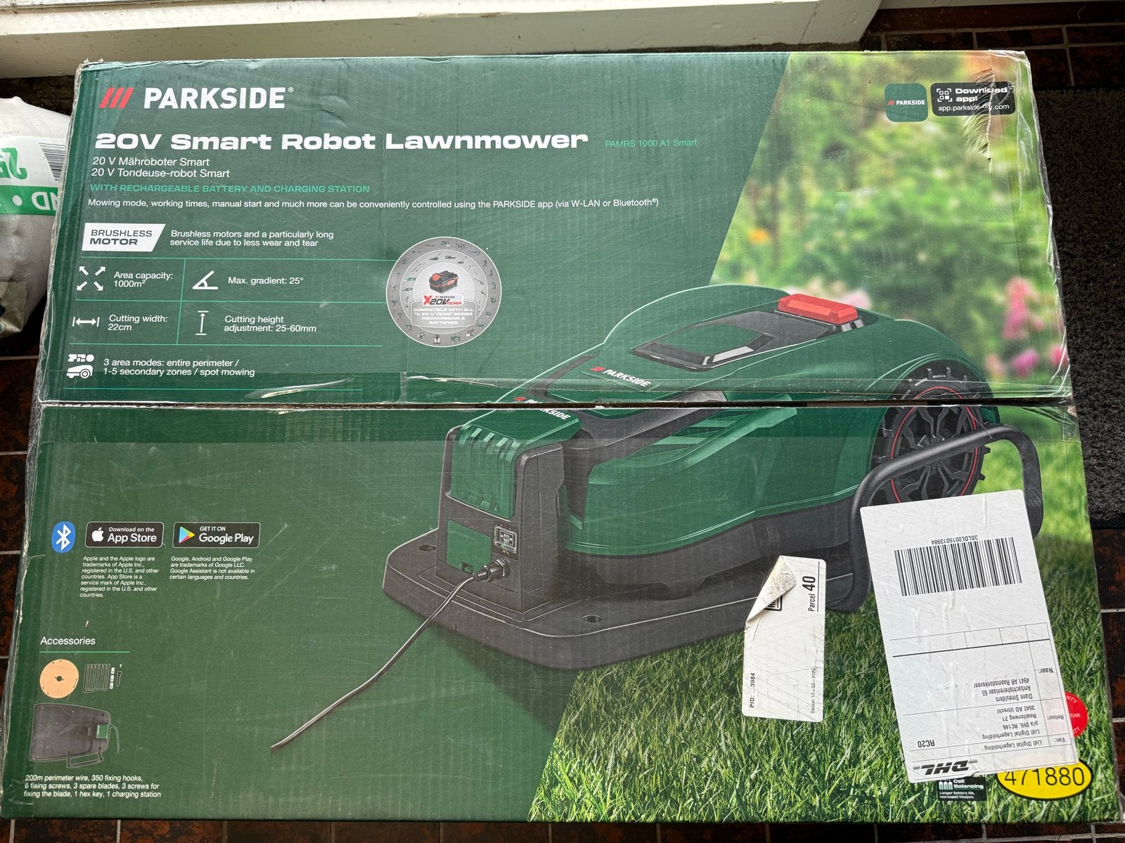 Parkside 20V Smart Robot Grasmaaier - Nieuw in doos, Ophalen, Nieuw, 20 tot 25 cm, Met regensensor