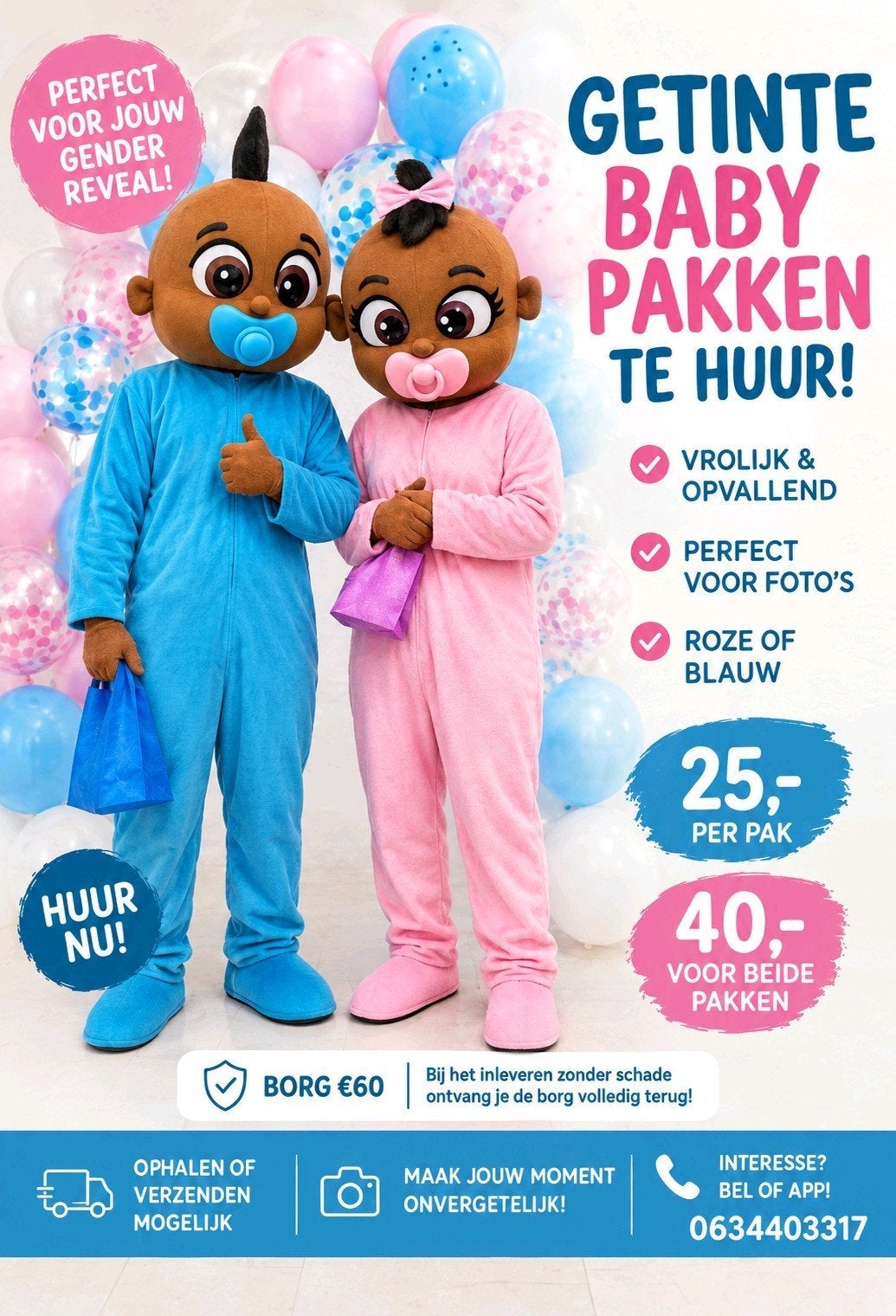 Gender Reveal Pakken Baby Te Huur - Jongen & Meisje, Ophalen, Nieuw, Jongen of Meisje