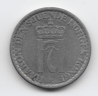 Noorwegen 1 krone 1954 KM# 397.2, Verzenden, Overige landen, Losse munt